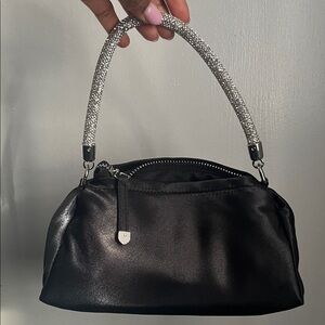 Windsor Elegant Black Mini Bag with Glittering Silver Handle